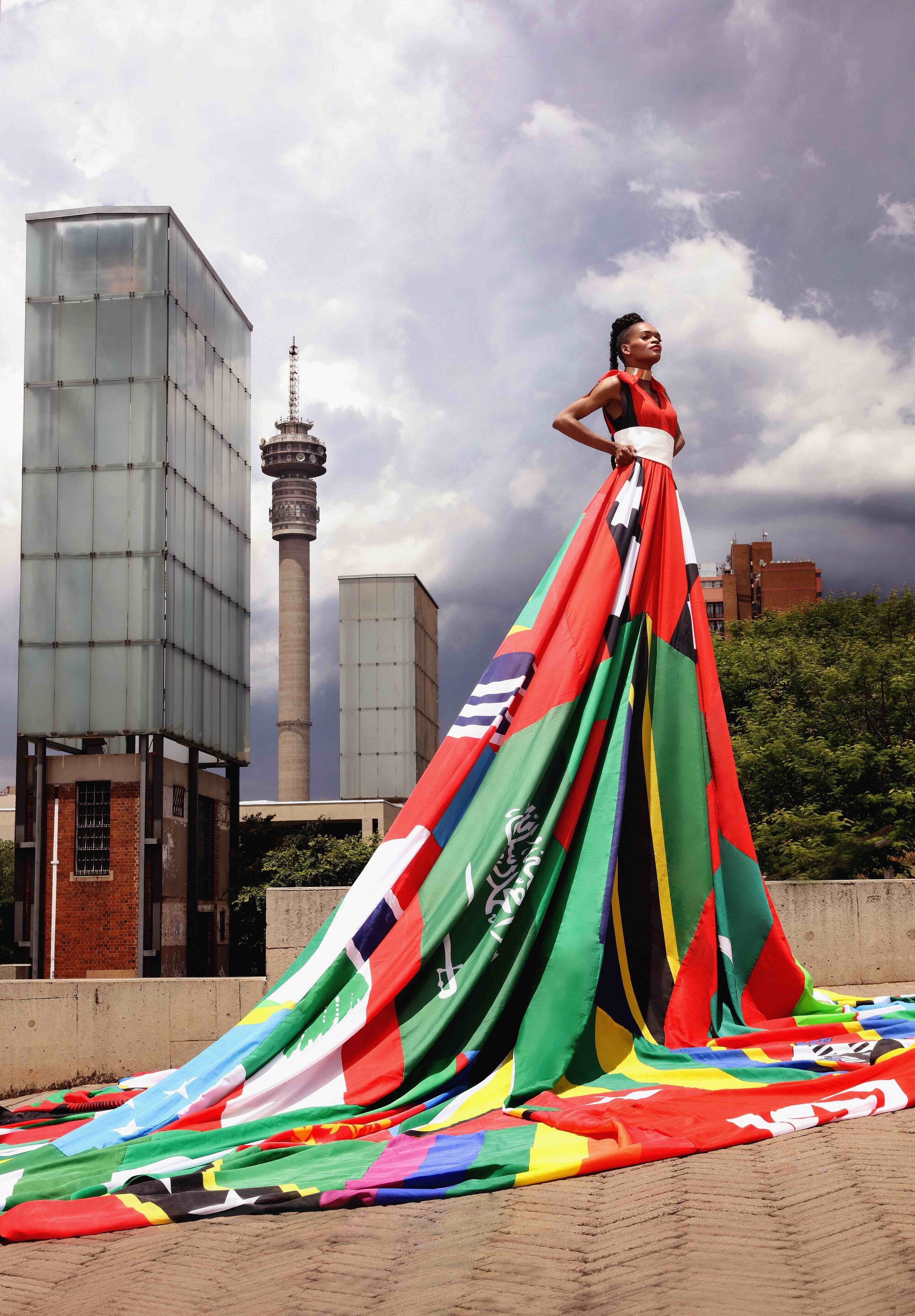 The Amsterdam Rainbow Dress on Constitution Hill with the Constitutional Court in the background Photograph by Neo Ntsoma 2018 resized